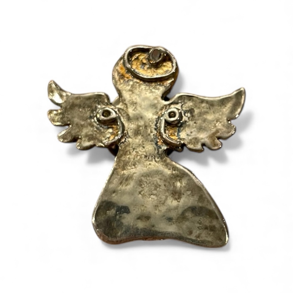 Vintage Metal Angel HOPE Hammered Collectible Lapel‎ Pin Religious Christmas 1”